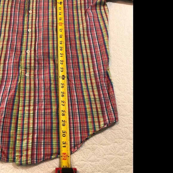 Ralph Lauren Mens Size Med Shirt Blake Short Sleeve Button Down Red Tartan - Picture 6 of 6
